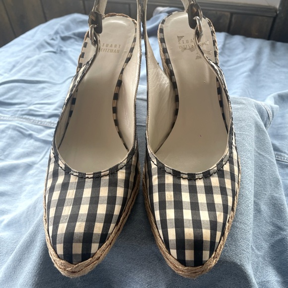 STUART WEITZMAN Gingham Round
Toe Pumps Espadrilles Wedges!! Clean! Good confirm - Picture 1 of 6